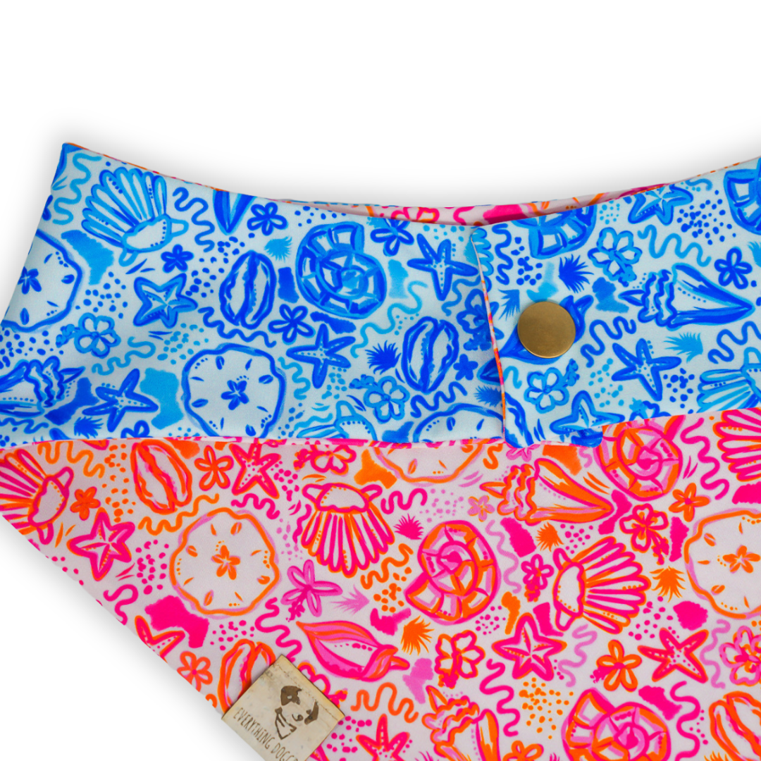 Watercolor Seashells - Active Snap On Bandana (Reversible)